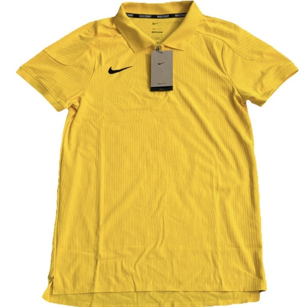 Nike Court Men's Large Dri-FIT 1/4 Zip Tennis Polo Yellow HQ0792-728 NEW